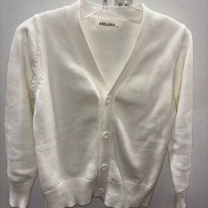 Kids White Cardigan Sweater